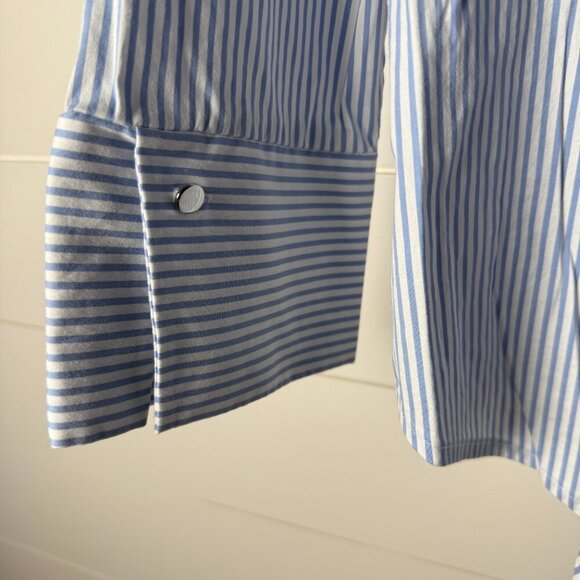 Chico's Black Label Wrap Shirt Blue & White Stripe Size 2 (Large) - Picture 7 of 8